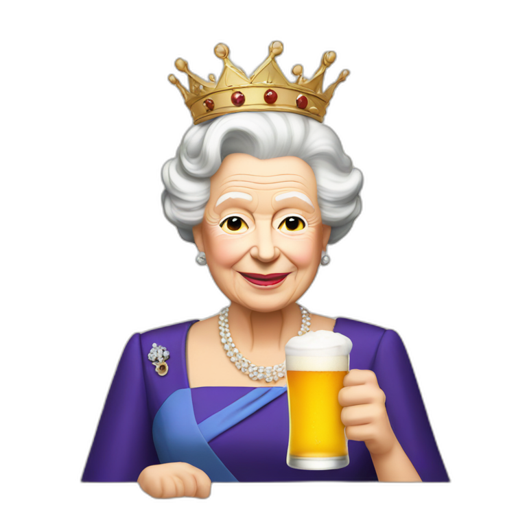 Queen Elizabeth II drink beer emoji
