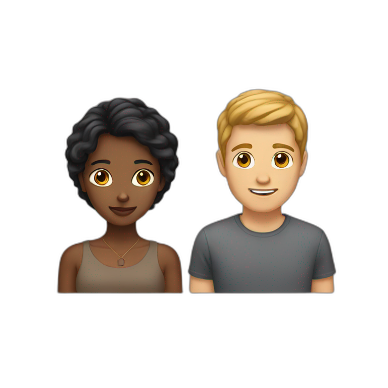 brown girl white guy emoji