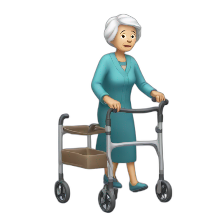 old woman with walker emoji