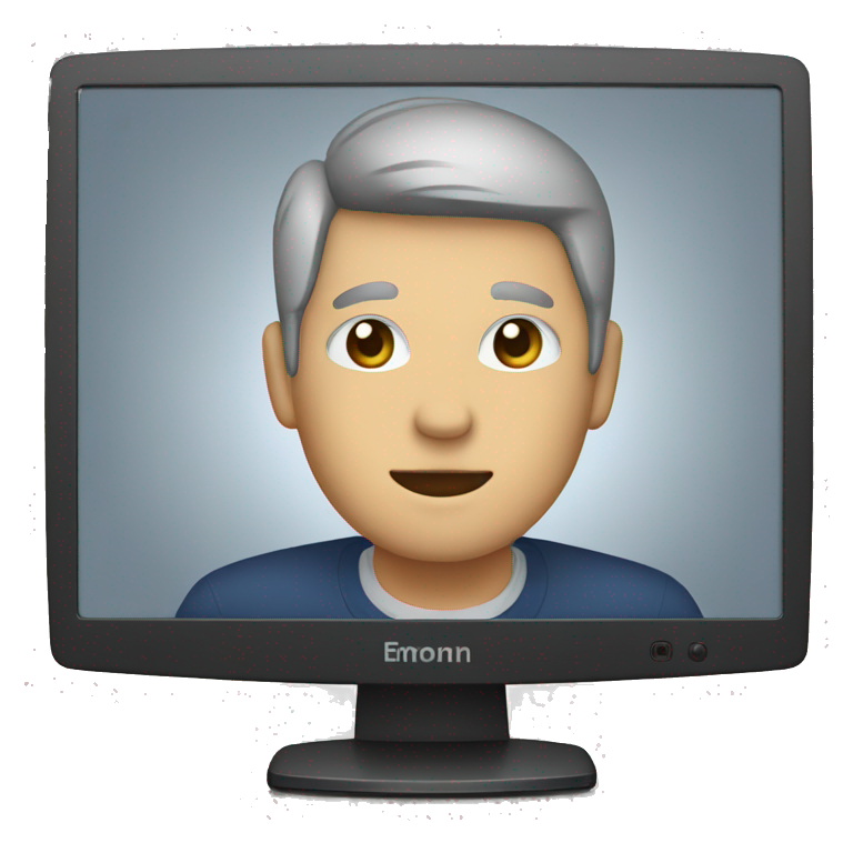 monitor with the video call on the screen emoji