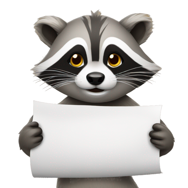 Raccon holding paper writed number 2 emoji