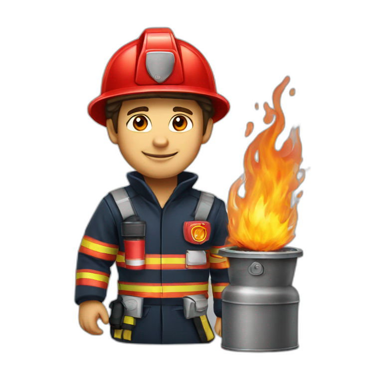 Pompier avec lance incendie emoji
