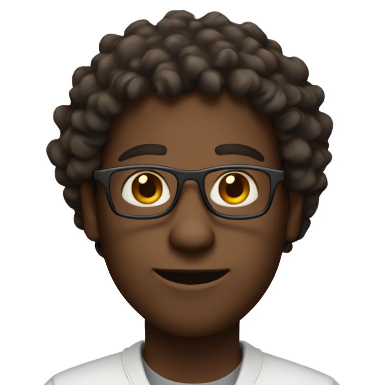 programmer, with dark skin, square glasses, curly hair. emoji