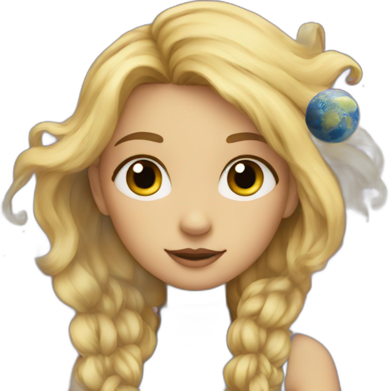 A blonde girl with planets around her emoji