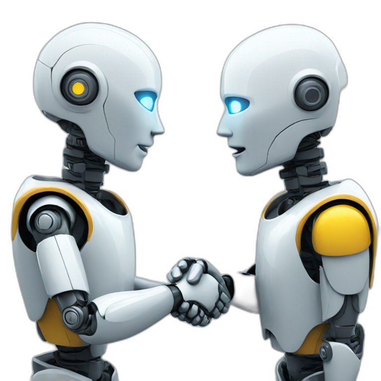 a robot and a person shaking hands emoji