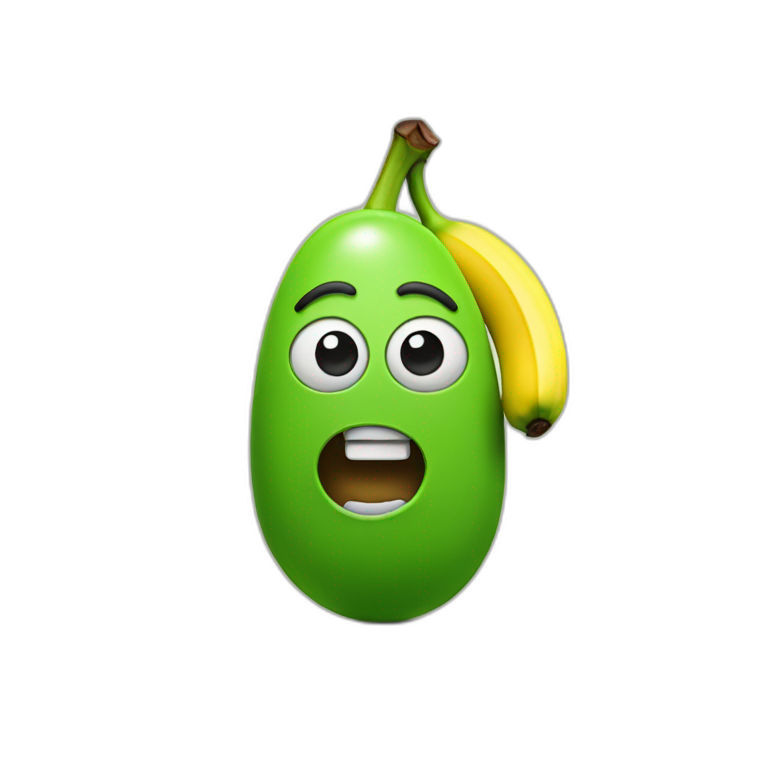 Green m&m holding a banana  emoji