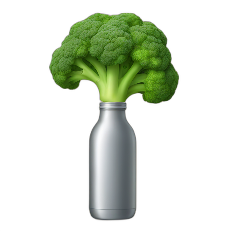 Broccoli with a bottle emoji