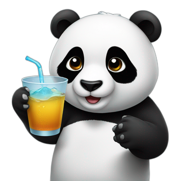 Panda giving a drink emoji