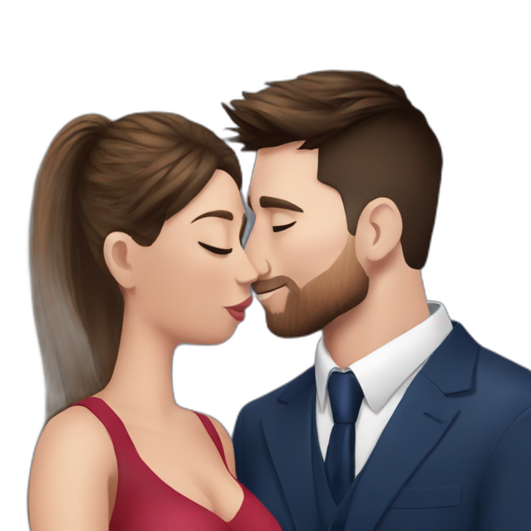 leo messi kissing his wife antonela emoji