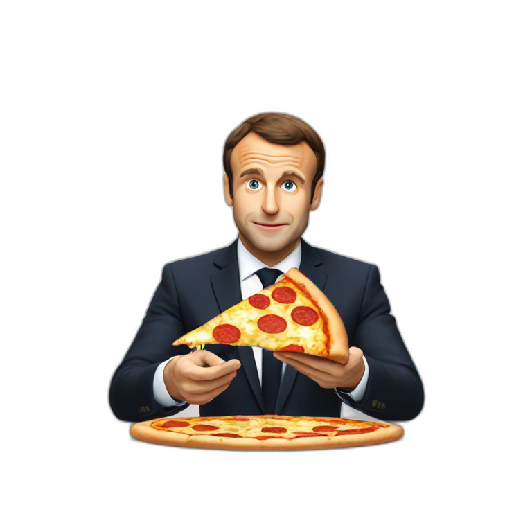 Macron en train de manger une pizza emoji