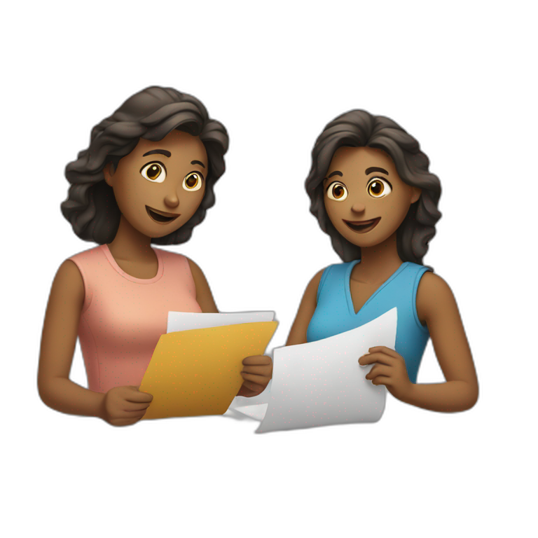 two women filling paperwork emoji