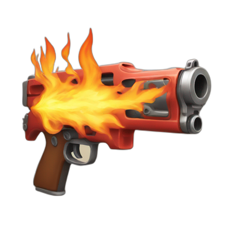 fire gun with flames emoji