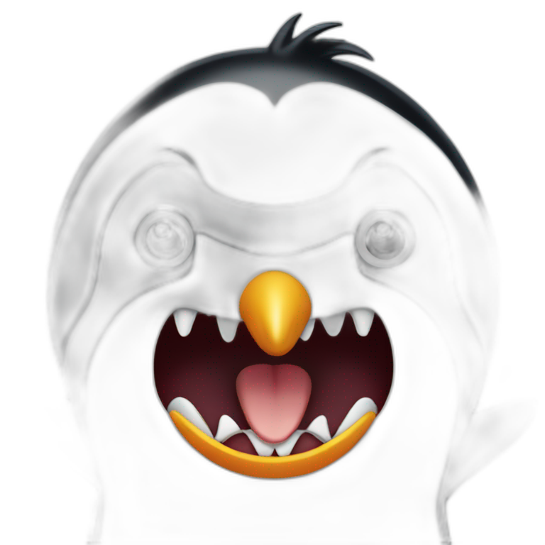 Penguin with two teeth out emoji