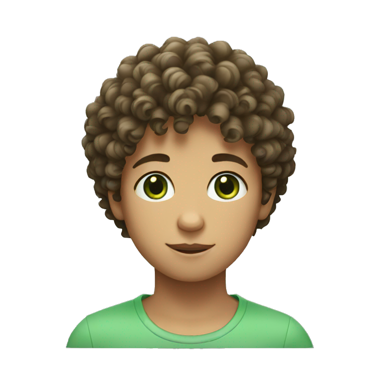Boy with curly hair and green eyes emoji