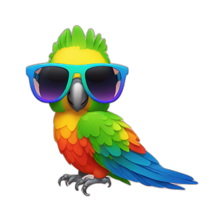 cool rainbow parrot with sunglasses emoji