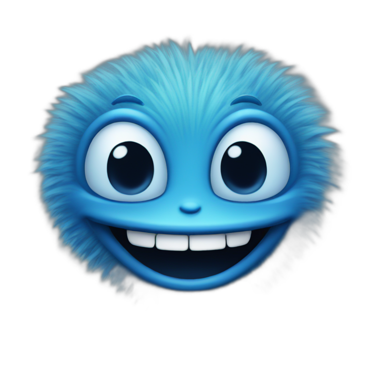 Blue fuzzy alien laughing emoji