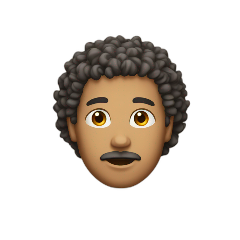 A man with curly wheat hair and thick eyebrows emoji