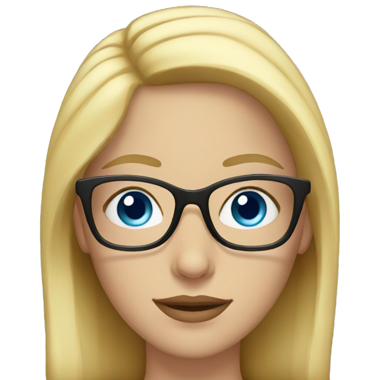Woman with blue eyes and blond hair and glasses emoji