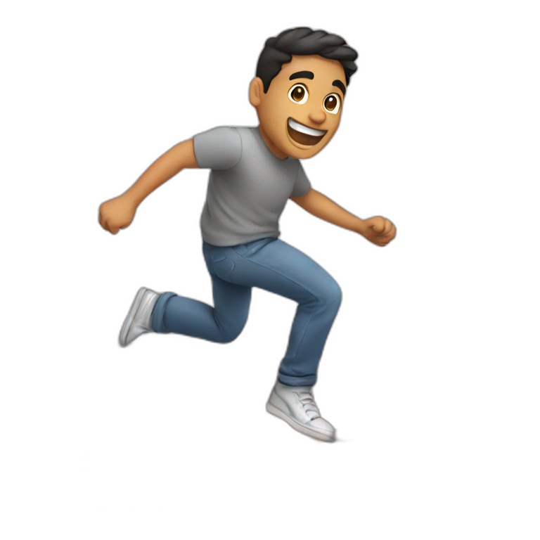 Hispanic man jumping over wall emoji