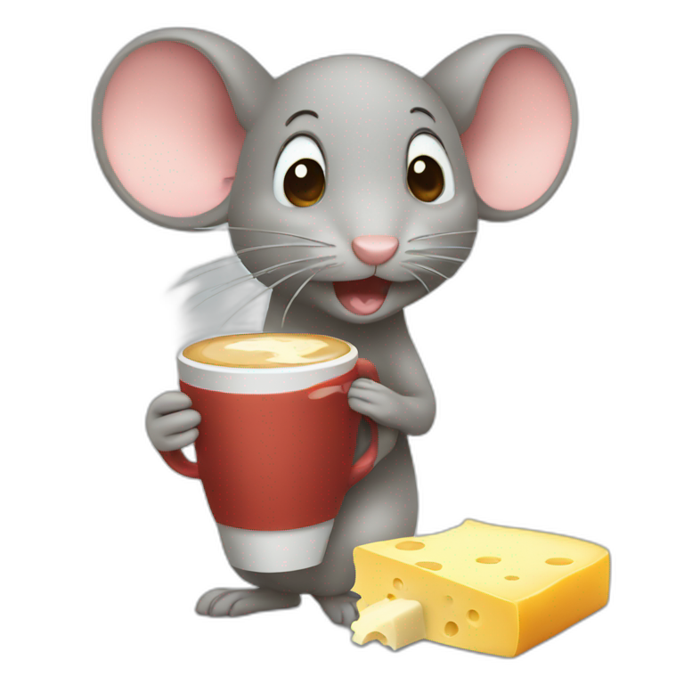 Mouse drink coffee eat cheese emoji