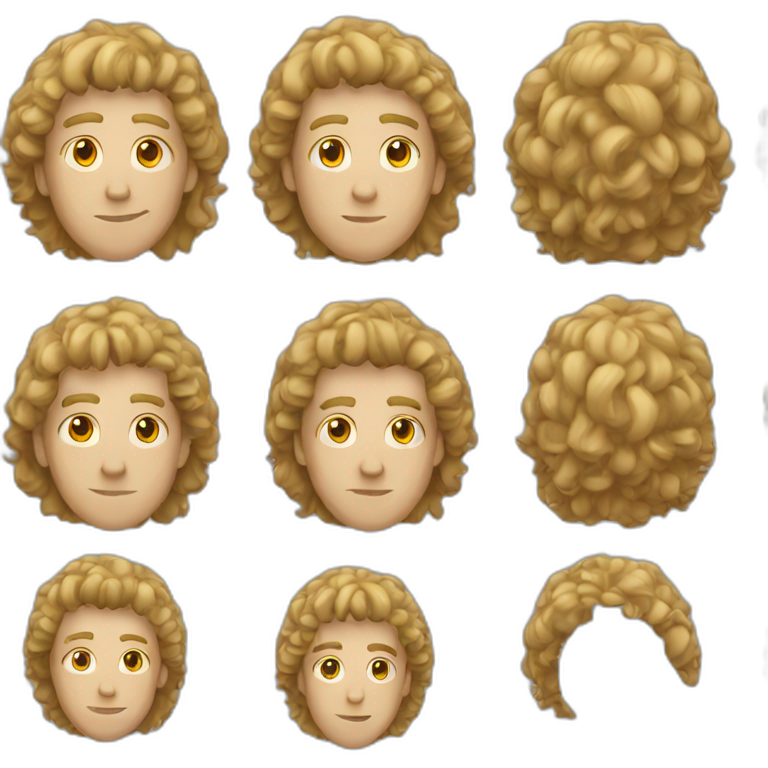 Guy with curly mullet emoji
