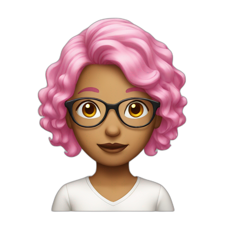 girl with pink hair and glasses emoji