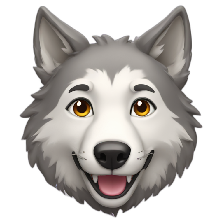Wolf in happy  emoji