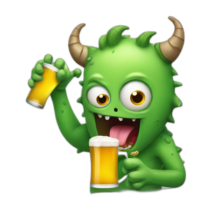 funny monster drinking beer emoji