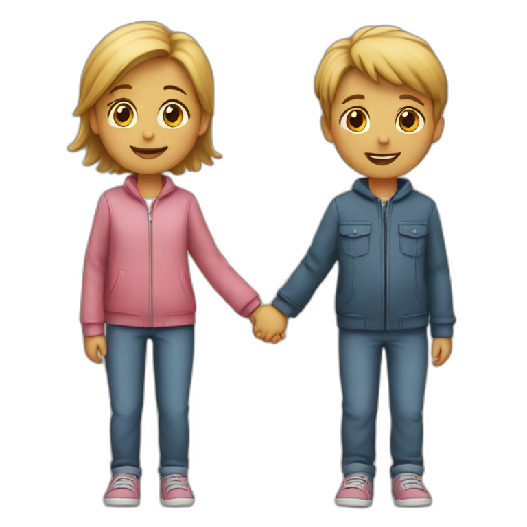 two kids holding thier hands emoji