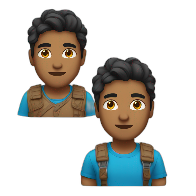 indian with light brown skin blue shirt and black slightly wavy hair emoji