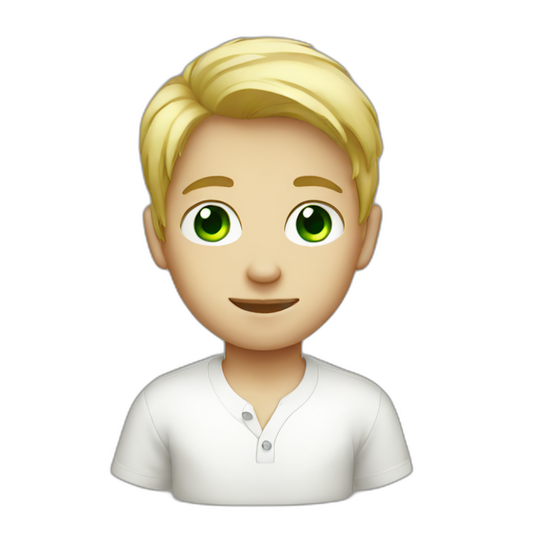 Green eyed blonde boy In a white shirt emoji