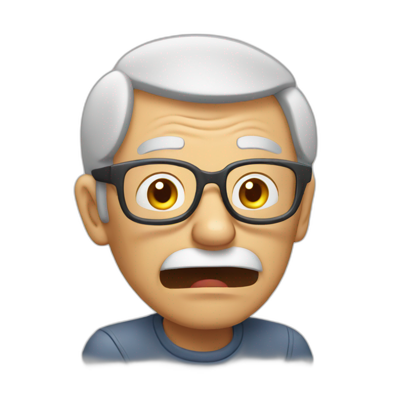 Old man yells at computer emoji