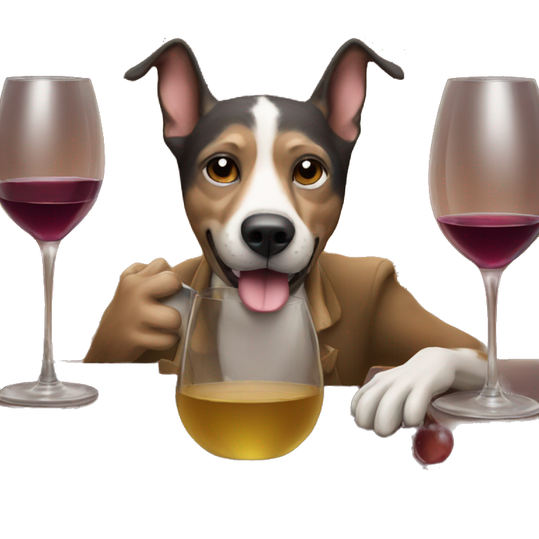 Dog-man hybrid sipping wine emoji