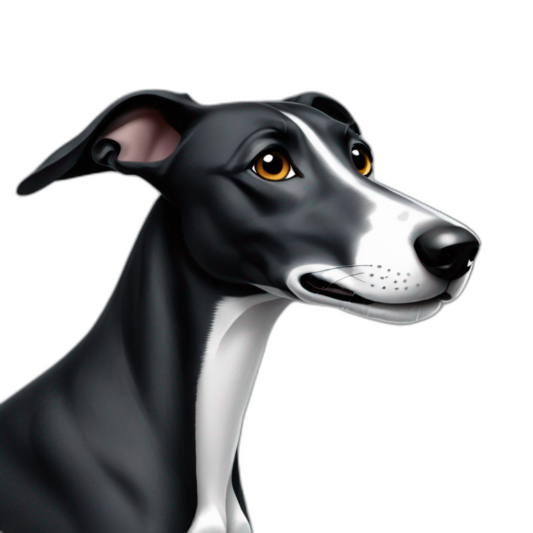 black greyhound with white spot on the chest emoji