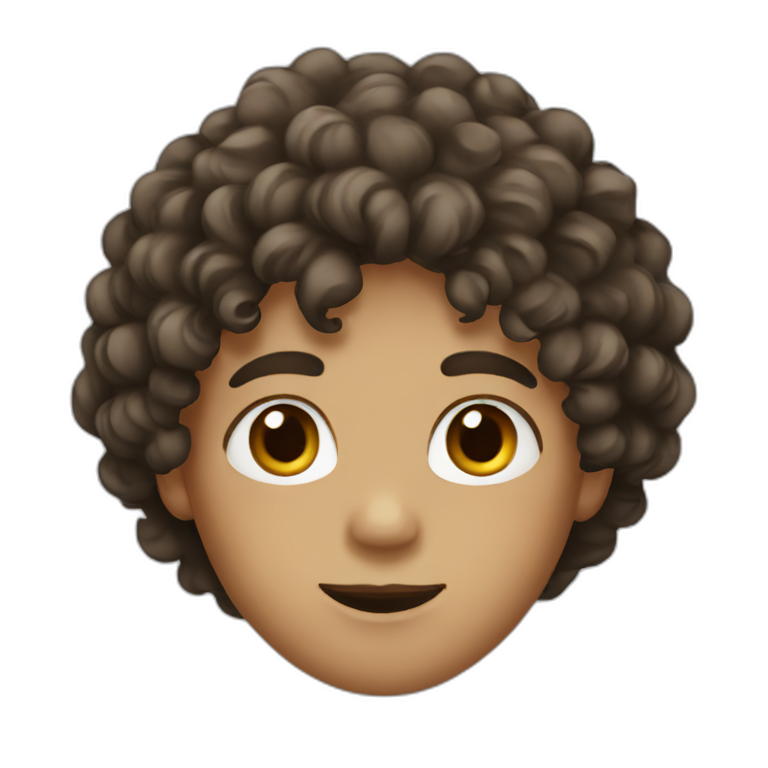 Boy with curly hair and brown eye emoji