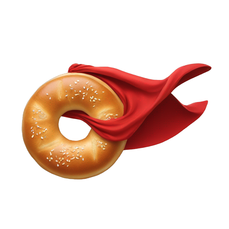 bagel with a red cape flying to the right emoji
