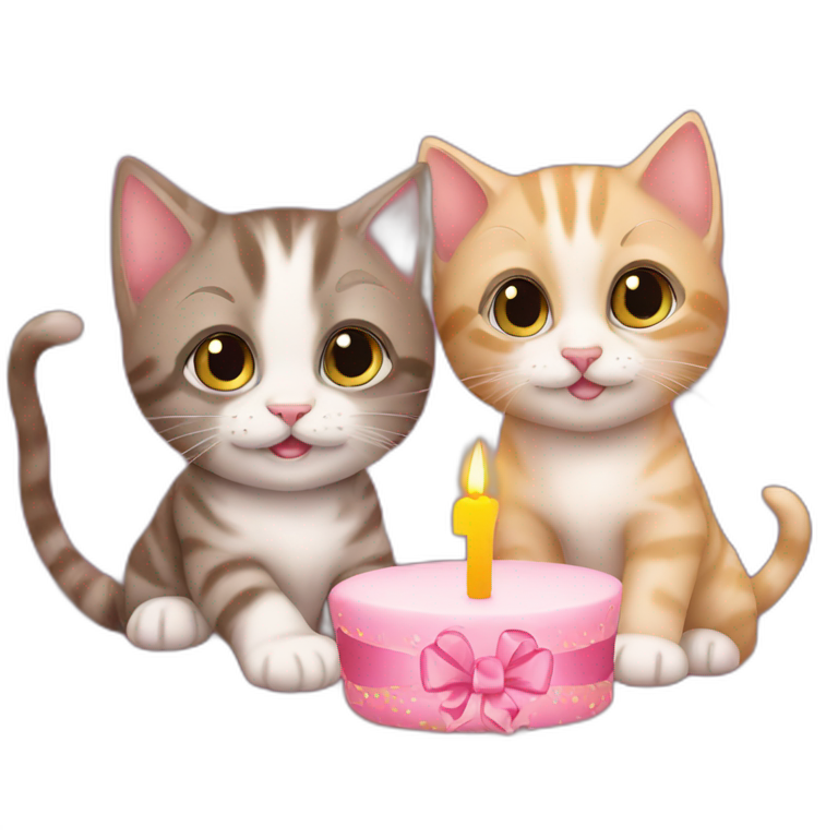 two kitten best friends birthday emoji