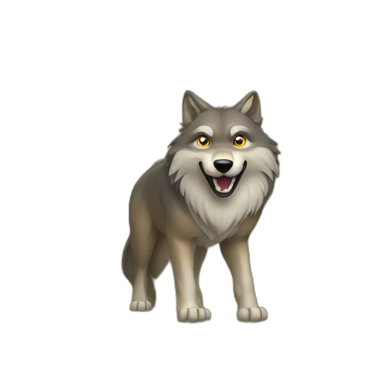wolf entering a portal -hi res emoji