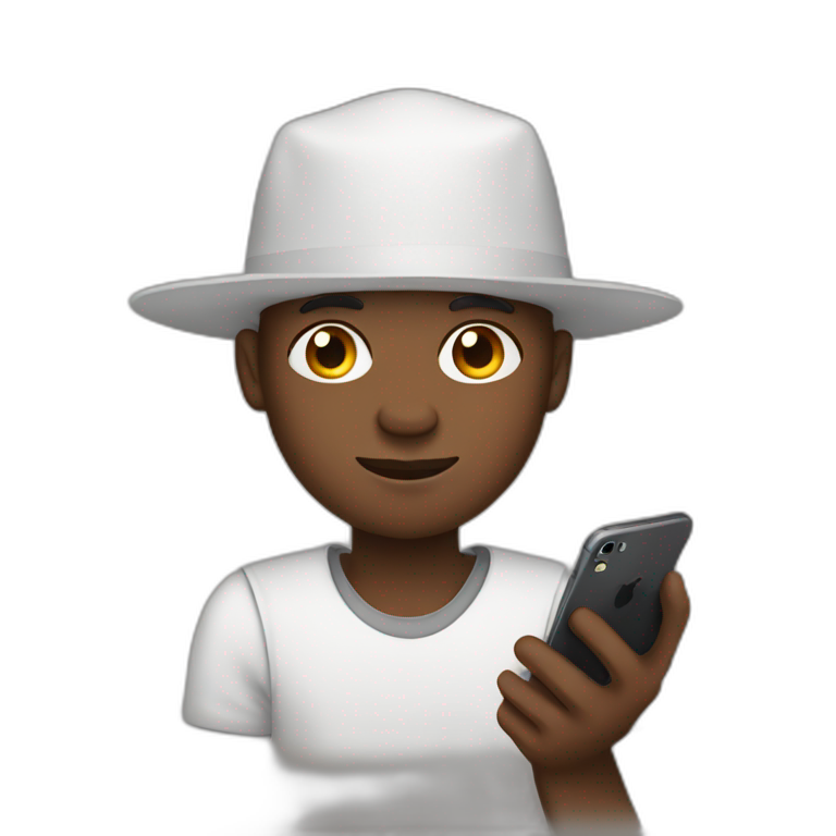 black man with iphone and mac in hands emoji