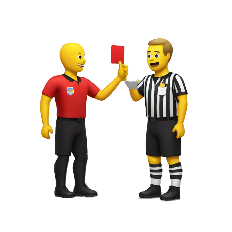 yellow man referee giving a red card emoji