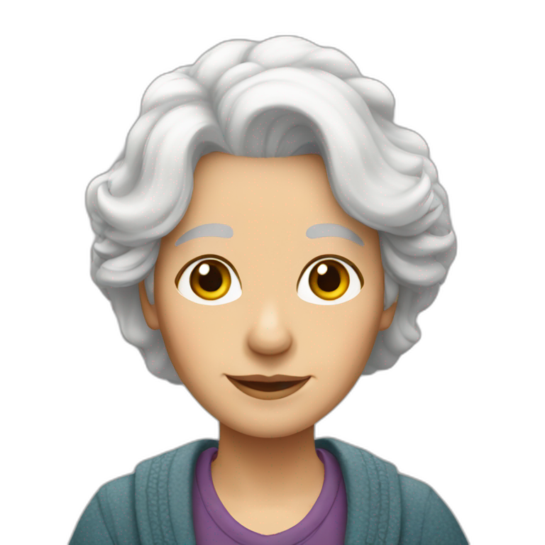Grandma shoulder-length white hair emoji