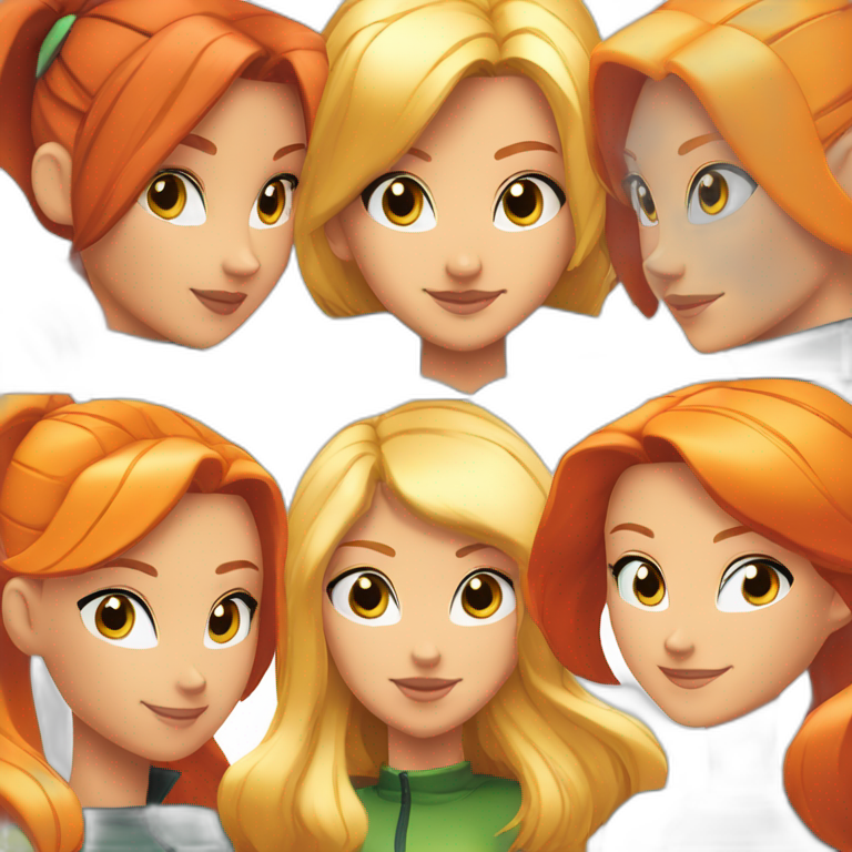 totally spies three girls with blond-hair black-hair orange-hair emoji