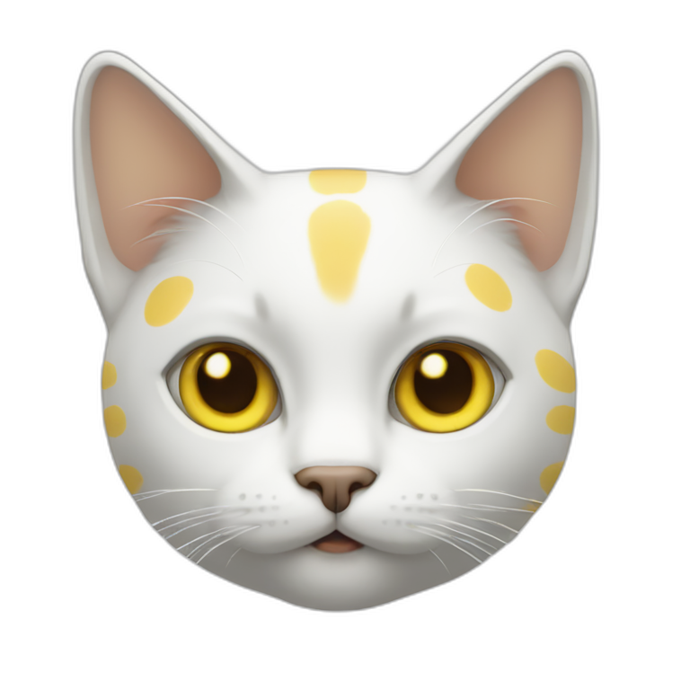 Cat white with yellow spot emoji