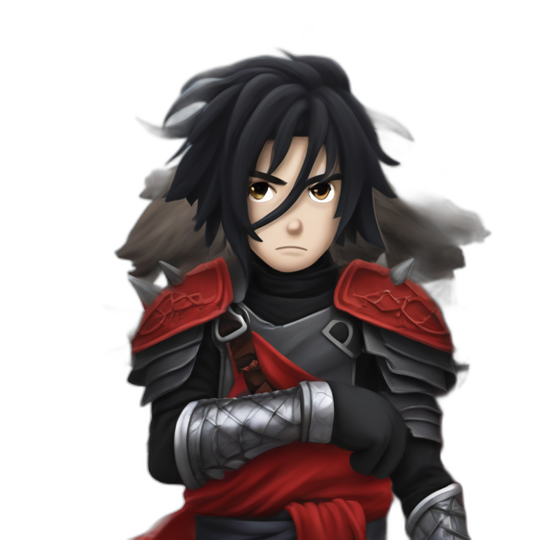 black-haired ninja in red armor emoji