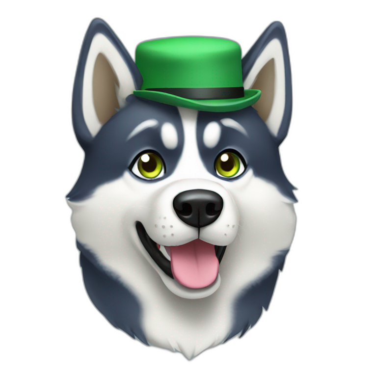 husky-with-green-hat emoji