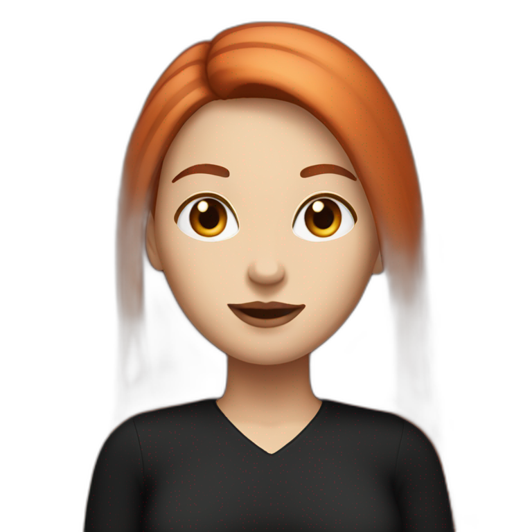 woman with long straight ruby hair and white skin and black shirt emoji