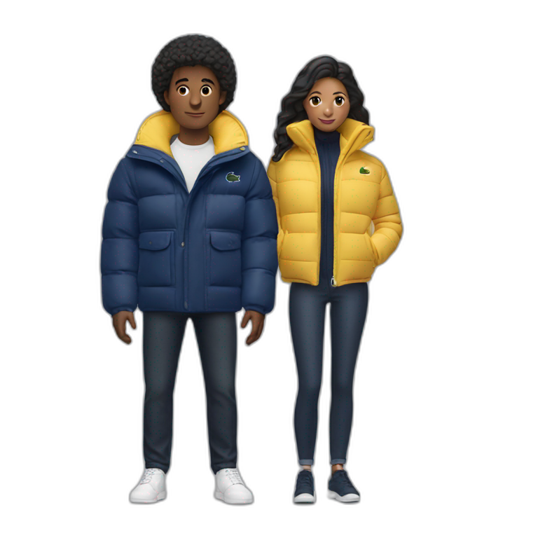 Couple with lacoste puffer jacket emoji