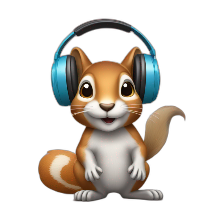 squirel listening music on headphones emoji