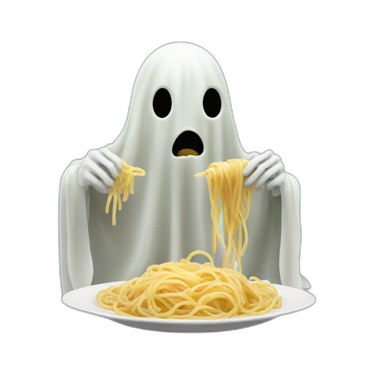 spooky ghost eating spaghetti emoji