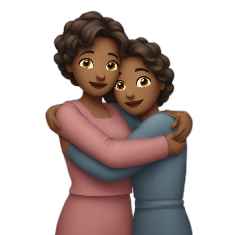 2 sisters hugging emoji